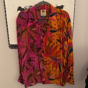FARM Rio Pink and Orange Printed Button-Up Shirt